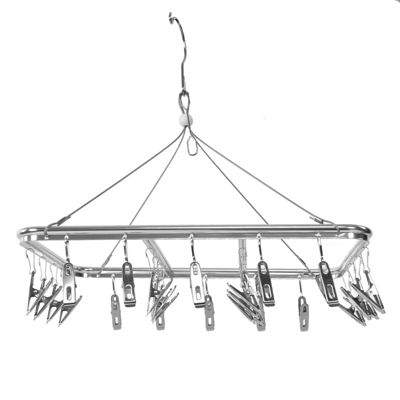 Multifunction Aluminum Alloy Laundry Drying Rack with 26 Clips for