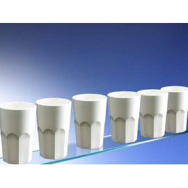 AIOS Set of 6 Unbreakable Polycarbonate White Classic Tumblers. Capacity 428ml.