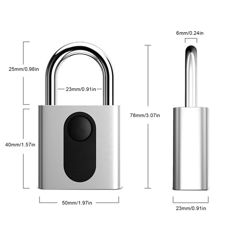 Smart Padlock Fingerprint Bluetooth APP Lock IP65 Waterproof AntiTheft for