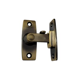 QCAA 2.5" Heavy Forged Solid Brass Door Latch, 90 Degree Right Angle Door Latch Buckle for Doors & Windows, Antique Brass, 1 Pack, Made in Taiwan