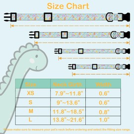 Faygarsle Dog Collar for Small Medium Large Dogs Cute Blue Puppy Collars for Male Dogs Dinosaur Patterned Pet Collars for Summer Spring Wedding Puppy Necklace Boy Dog Collar L