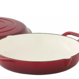 Cook Pro Cast Iron Braiser with Lid, 3.5 qt - Color: Red