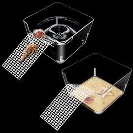 2 Pack Hermit Crab Water Tank, Hermit Crab Cage Accessories with Climbing Ramp Hermit Crab Aquarium Salt Water Pool for Small or Medium Hermit Crab Habitat Home – Transparent