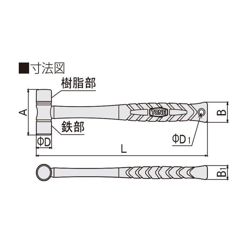 Tone Combination Hammer BHAC-15 Red/Black 1.5lb