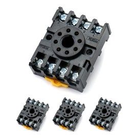 QWORK 8 Pins Relay Socket, 4 Pack 600 V 10 Amp Octal Socket with Pressure Clamp Screw for MK2P DPDT Power Relay