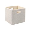 Foldable Fabric Storage Cube Bin with Metal Handles, Gray