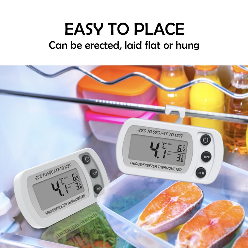 Fridge Thermometer, Indoor Fridge Thermometer, Digital Freezer Thermometer, Waterproof Refrigerator