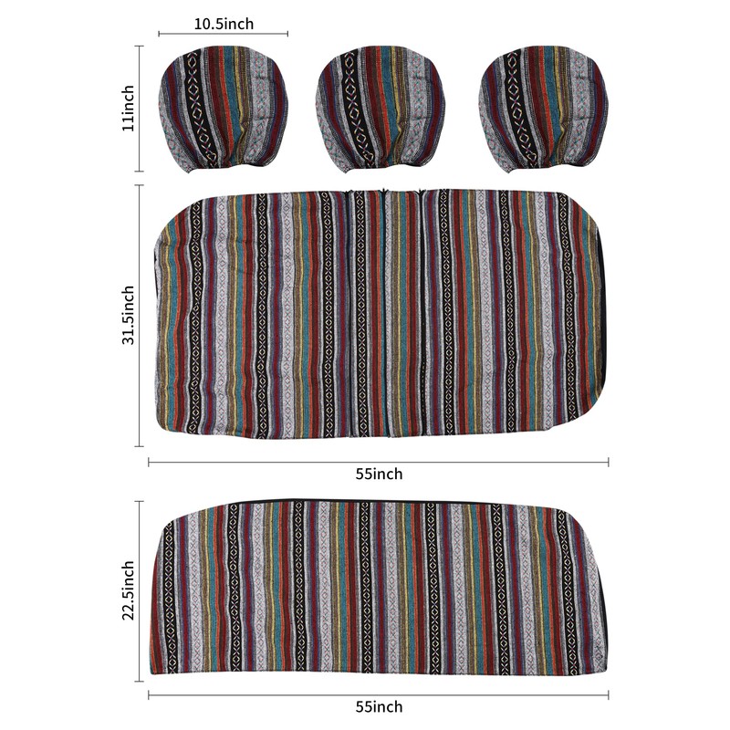 VarCozy Baja SaddleBlanketSeatCoversFullSet, Front SeatCovers and Split RearBenchSeatCoversforSedan, SUV,Truck,Universal Stripe