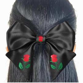 Black and White Hair Bows 2pcs Set Clips Floral Design for Teens Women Girls