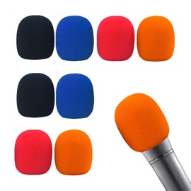 Set of 8 Reusable Microphone Foam Pop Protection Pop Filter Wind Protection for Studio, KTV Live Streaming & Outdoor Stage Microphones, Dustproof Microphone Protection (Black/Blue/Orange/Red)