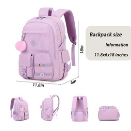BLUWEI Girls Laptop Backpack Corduroy Bookbag For Teen Big Studen School Bag Durable Travel Daypack (Purple)