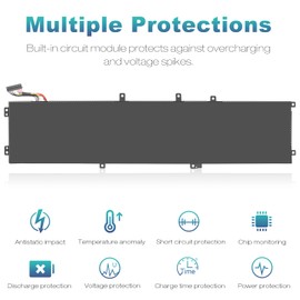 Futurebatt 6GTPY Laptop Battery for Dell XPS 15 9570 9550 9560 7590 Precision 5510 5520 5530 5540 M5520 M5510，Vostro 7500 7590 for 15 7500 7501 7590 7591,GPM03 5XJ28 05XJ28