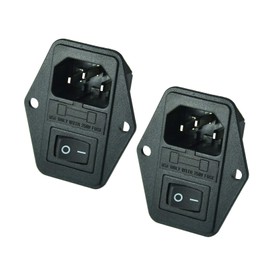 2pcs FILSHU IEC320 C14 Large Current Inlet Male Connector Plug with 15A Rocker Switch and 15A fuse,Heavy Duty 15A 125V power socket