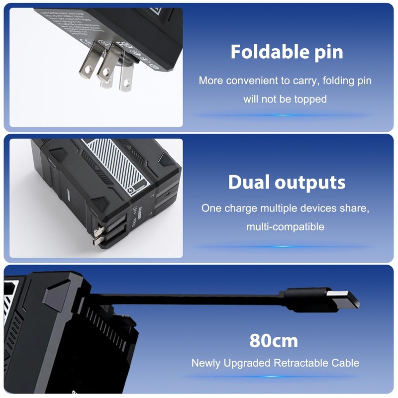 2-in-1 Compatible with 120w Fast Charger, 2025 New Retractable Wall
