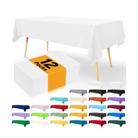 Does Not Apply Disposable Table Cloth - 12 Pack, 54 x 108 Inch 54"x108" (Pack of 12) White
