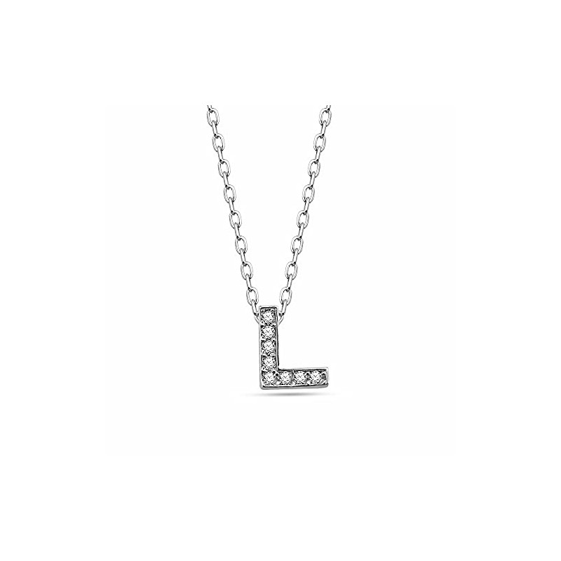 Dkeniz (Letter chain L), Sterling Silver, Cubic Zirconia
