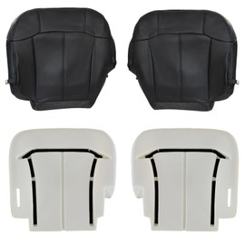 NLQR Both Sides Bottom Replacement Seat Covers Black & Foam Cushion Compatible with Chevy Silverado GMC Sierra 1999 2000 2001 2002