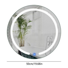 Gdrasuya10 20 Round LED Mirror, LED Light Bathroom Wall Mount Round Mirror Make Up Light with Touch Button