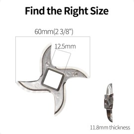 2 PCS 12# Meat Grinder Blade, Meat Grinder Blades Replacement Parts, Stainless Steel Knife Cutter Meat Grinder Accessories, Please check the size and shape