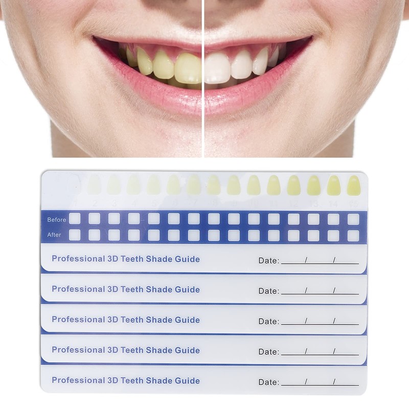 5pcs Teeth Whitening Shade Guide, Tooth Shade Chart Comparing Card,