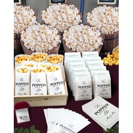 48Pcs He Popped the Question Popcorn Bags Engagement Bridal Shower Wedding Party Favors Popcorn Bags Wedding Bridal Shower Engaged Goody Snack Treat Bags Grease Resistant