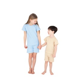 DreamBuy Ribbed Fabric Summer Set Cotton Holiday essentials Girls' shorts Boys' shorts Fashion Design For Kids (9-10 Years, Ice Blue)