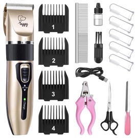 ONE NiCE Dog Clippers for Grooming, Low Noise Dog Grooming Kit, Regchargeable Cordless Cat Shaver Electric Precision Hair Trimmer for Dogs Cats Pets Animals (Gold)
