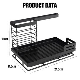 Salubohum Spülbecken Organizer,küchen Organizer, Edelstahl Spülbeckenablage mit Abtropfschale, geeignet für Küche, Bad (Schwarz)