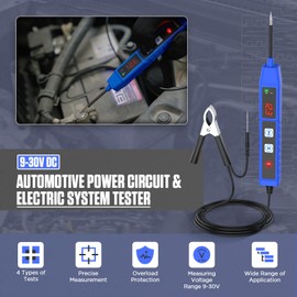 Automotive Power Circuit Probe Tester - BELEY DC 9V-30V Car Electric Circuit Tester with Digital Screen Auto Voltage Tester Polarity/Continuity/Voltage/Temperature Test/Overload Protection