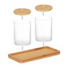 Relaxdays Cotton Bud Container with Tray, 2 Cups with Lid,