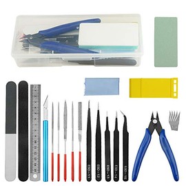 WMYCONGCONG 23 PCS Gompatible with Gundam Modeler Basic Tools Craft Set Hobby Building Tools Kit for Basic Model Building Repairing and Fixing Blue