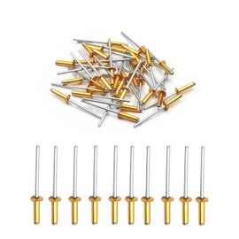 MroMax 1000Pcs 1/8" x 1/2" Aluminum Blind Rivets, 3.2 x 12.7mm Pop Rivets, Aluminum Grip and Steel Mandrel, Domed-head Blind Rivets for DIY/Automotive Repairs/Furniture Gold Tone