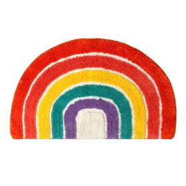 KESYOO Semi Circle Bathroom Rug Doormat Microfiber Rainbow Bath Rug Non Slip Absorbent Washable Bathroom Floor Rug Bath Mat Throw Rug for Kids Playroom Nursery Decor