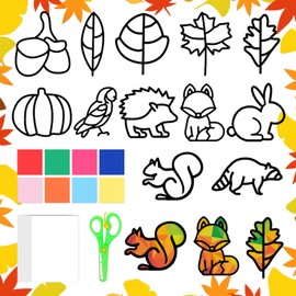 Autumn Crafts Children, 12 Pieces Autumn Craft Set Children, Autumn Decoration Craft Templates Autumn Window Pictures Autumn Crafts, Creative Sets DIY Craft Set Leaves Decoration Children Gift