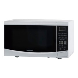 West Bend WBMW92W Microwave Oven 900-Watts Compact with 6 Pre Cooking Settings, Speed Defrost, Electronic Control Panel and Glass Turntable, 0.9-Cu.Ft, White