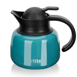 TYESO Thermal Thermos Flask, 0.75 L; Tabletop Pot, Vacuum Insulated, Stainless Steel Pot, Tea, Coffee, Pot, Portable, Cold Retention, Strainer Included, 25.6 fl oz (750 ml)