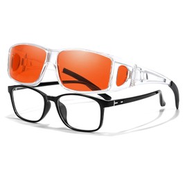 LVIOE Fit Over Blue Light Blocking Glasses for Women Men Wraparound Wear Over Glasses Reduce Eyestrain Sleep Better LB0311M