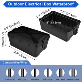 5PK Large Outdoor Electrical Box Waterproof (12.9 x 8.3 x 5.2 inch), Greencycle IP54 Waterproof Extension Cord Cover Weatherproof with 7 Cable Seal Entry,Protects Outdoor Outlets, Timers, Plugs