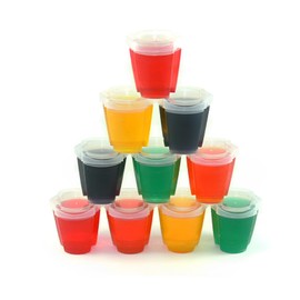 50 EZ-Squeeze Jello Shot Cups With Lids - 2 oz Max Capacity-New and Improved Design 2019 - Jello Shot Cups With Lids Stack-able - Easy To Squeeze -Fun For All Occasions
