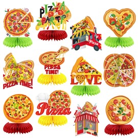 Weekgrat 12 Pcs Pizza Party Decorations Pizza Theme Party Decorations Honeycomb Table Centerpieces for Home Office Birthday Honeycomb Supplies Decor