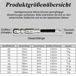 6 Pieces High Magnetic Screwdriver Drill Bit Set, Magnetic Bits, Non-Slip Bit Set, 25 50 65 70 90 150 mm Magnetic Screwdriver Bit Set for Hammer Drill, Cordless Screwdriver