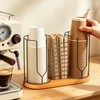 Babudeer 18oz Coffee Cup Holder with Wooden Base, 3-In-1 Plastic