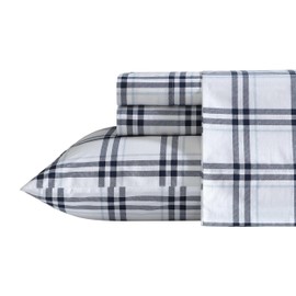 Nautica - Queen Bed Sheets, Lightweight Cotton Percale Bedding Set with Matching Pillowcases, Crisp & Cool, Oeko-Tex Certified (Ryan Cove Plaid Blue)