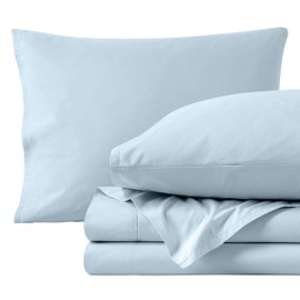 Bare Home 100% Organic Cotton Twin XL Sheet Set - Crisp Percale Weave - Cool, Breathable, and Hypoallergenic - Bedding Sheets & Pillowcases - Luxury Hotel Sheet Set (Twin XL, Winter Blue)