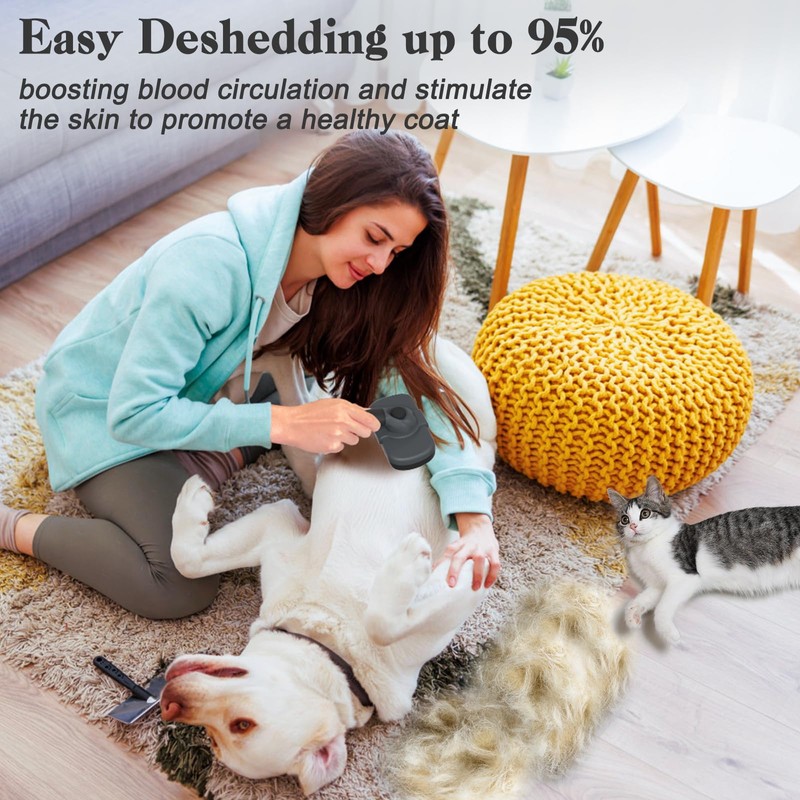 Dipoo Self-Cleaning Deshedding Brush for Dogs & Cats - Skin-Friendly