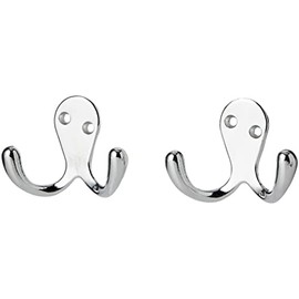Merriway BH04887 (2 Pcs) Twin Robe Hook Chromed - Pack of 2 Pieces