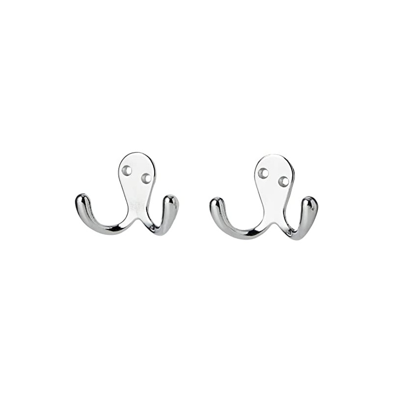 Merriway BH04887 (2 Pcs) Twin Robe Hook Chromed - Pack