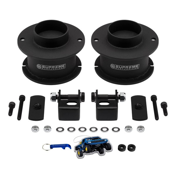 Supreme Suspensions - 3" Front Leveling Kit for 2014-2023 Ram 2500 / Ram 3500 High-Strength Steel Coil Spring Lift Spacers with Shock Mount Relocation Brackets - Can Cooler Included with Purchase