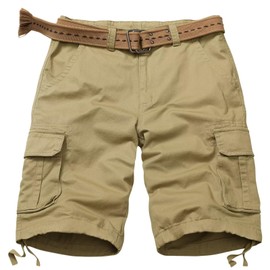 GSGGIG Mens Cargo Shorts Relaxed Fit Camo Casual Shorts Multi-Pocket Work Shorts with Pockets 11" Inseam 8062 Khaki 34