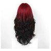 Rojo Vino Pelucas Mujer Dama Larga Ondulada Cabello Natural